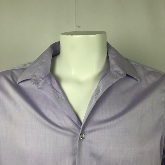 Calvin Klein CK Men's Shirt Slim Fit Non-Iron Long Sleeve Purple 16-23/24 Cotton - Picture 14 of 15